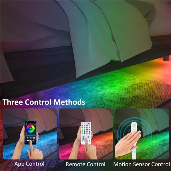 8 PCS Motion Sensor RGB Under Cabinet Lights Kit, App and Remote Control Led - Picture 3 of 7
